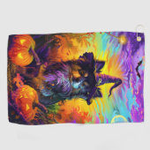 フィンランドのラプンドドッグハロウィーン魔女とカボチャ ゴルフタオル (横)