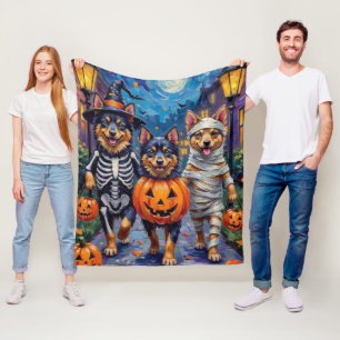 フィンランドのラプンド犬のトリックまたはトリートメントのハロウィーン フリースブランケット