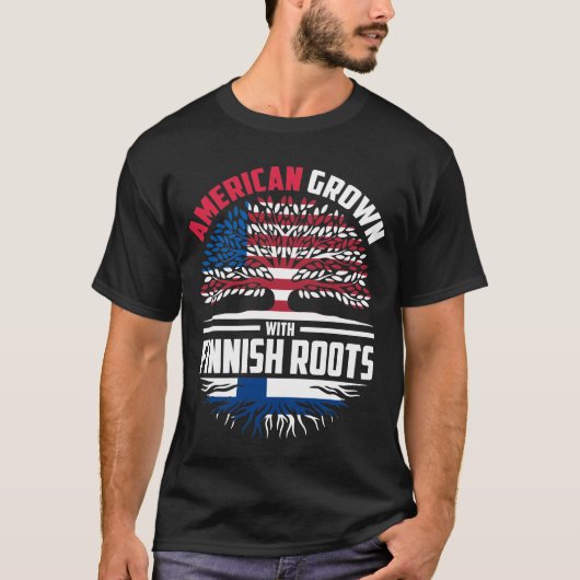 フィンランドのルーツで育ったアメリカ人フィンランド国旗ファム Tシャツ (正面)