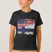 フィンランドのルーツハーフアメリカ国旗USAフィンランド国旗 Tシャツ (正面)
