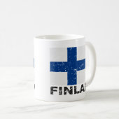 フィンランドのヴィンテージの旗 コーヒーマグカップ (正面右)