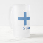 フィンランドの名前のフィンランドの旗 フロストグラスビールジョッキ (正面左)