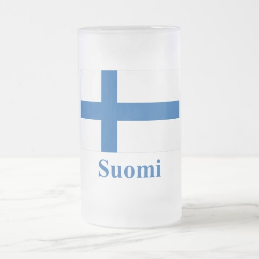 フィンランドの名前のフィンランドの旗 フロストグラスビールジョッキ (中央)