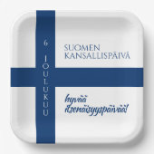 フィンランドの国家の日 フィンランドの国旗 ペーパープレート (正面)