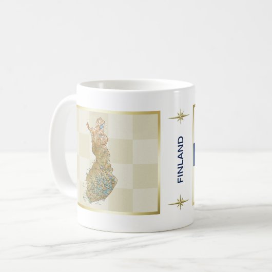 フィンランドの国旗と地図のマグ コーヒーマグカップ (正面左)