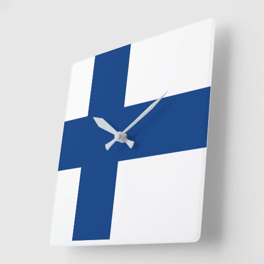 フィンランドの国民の世界の旗 スクエア壁時計 (傾斜)