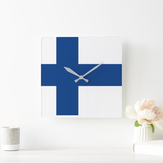 フィンランドの国民の世界の旗 スクエア壁時計 (ホーム)
