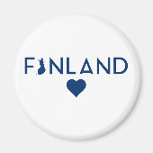 フィンランドの地図とハート マグネット (正面)