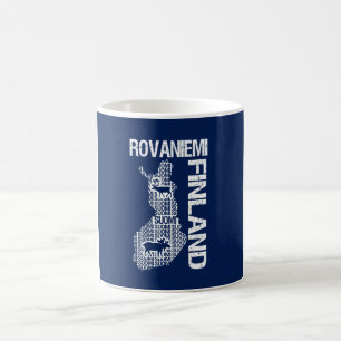 フィンランドの地図のマグ- Rovaniemi -スタイル、色を選んで下さい コーヒーマグカップ
