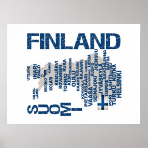 フィンランドの地図ポスター ポスター