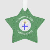 フィンランドの天使のクリスマスフラグ 個人名入れ オーナメント (正面)