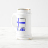 フィンランドの旗と雪の帽子をかぶった国名 ビールジョッキ (正面左)
