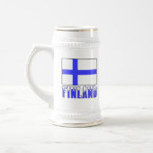 フィンランドの旗と雪の帽子をかぶった国名 ビールジョッキ (左)