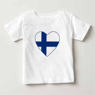 フィンランドの旗のハートのTシャツ ベビーTシャツ