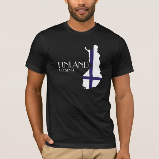 フィンランドの旗の地図のTシャツ Tシャツ (正面)