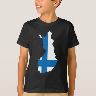 フィンランドの旗の地図 Tシャツ