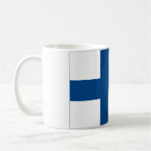フィンランドの旗の大きく白いマグ コーヒーマグカップ (左)