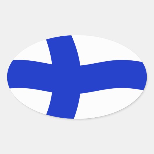 フィンランドの旗ステッカー 楕円形シール (正面)