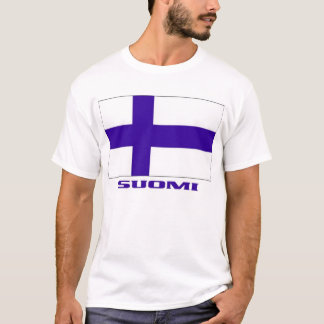 フィンランドの旗 + "Suomi"のフィンランドアメリカのTシャツ Tシャツ