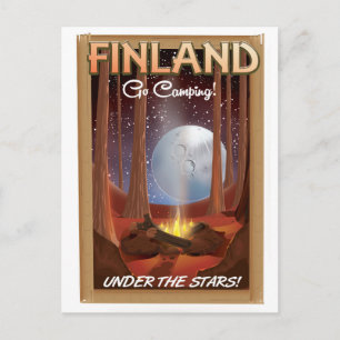 フィンランドの星空の下でのキャンプ ポスター ポストカード