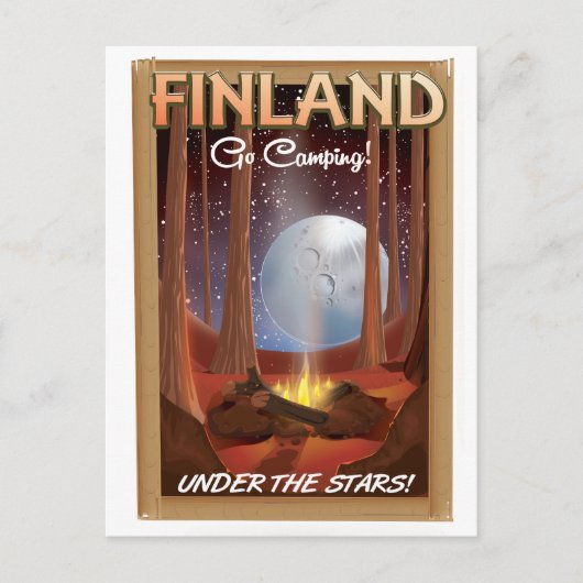 フィンランドの星空の下でのキャンプ ポスター ポストカード (正面)