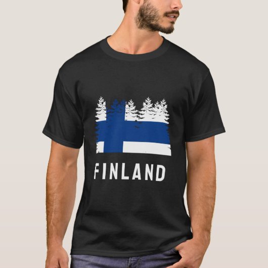 フィンランドの森の旗 フィンランド Tシャツ (正面)