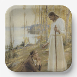 フィンランドの田舎のキリストとマリア・マグダレネ ペーパープレート
