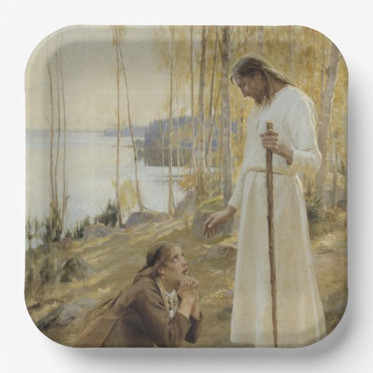 フィンランドの田舎のキリストとマリア・マグダレネ ペーパープレート (正面)