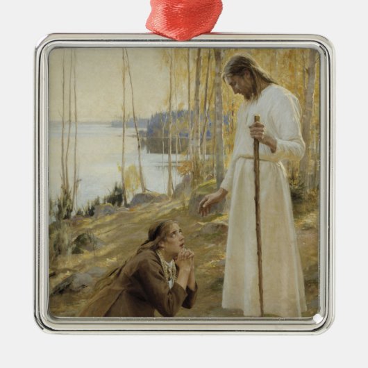 フィンランドの田舎のキリストとマリア・マグダレネ メタルオーナメント (正面)