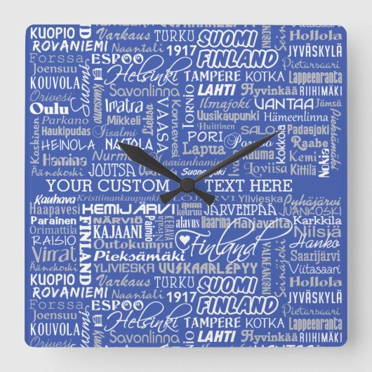 フィンランドの町カスタム色の壁時計 スクエア壁時計 (正面)