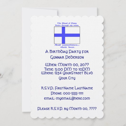 フィンランドの血ビール誕生会 招待状 (正面)