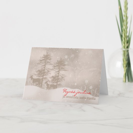 フィンランドの言語幸せな休日のスタイリッシュなクリスマス シーズンカード (正面)