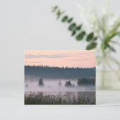 フィンランドの霧の多い湖の風景はがき ポストカード (スタンド正面)