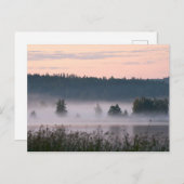 フィンランドの霧の多い湖の風景はがき ポストカード (正面/裏面)