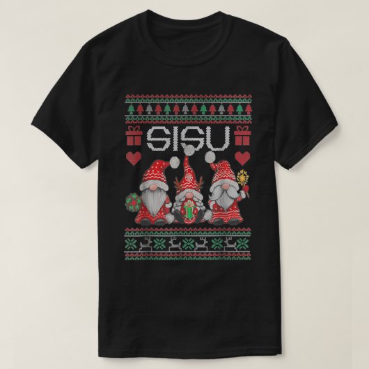 フィンランドのSISU格言クリスマスパターン Tシャツ (デザイン正面)