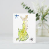 フィンランドはがき手書きカラーマップ ポストカード (スタンド正面)