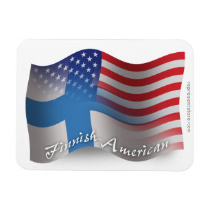 フィンランドアメリカの振る旗 マグネット