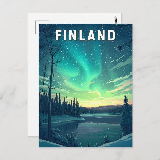 フィンランドイラストレーショントラベルアートヴィンテージ ポストカード (正面/裏面)