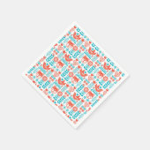 フィンランドキツネ&バードフォークアートパターン スタンダードカクテルナプキン (角)