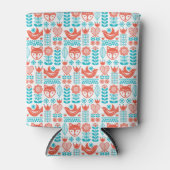 フィンランドキツネ&バードフォークアートパターン 缶クーラー (正面)