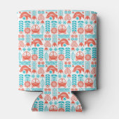 フィンランドキツネ&バードフォークアートパターン 缶クーラー (裏面)