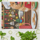 フィンランドスピッツホリデーベーキング:フェスティバルクリスマス キッチンタオル (折り畳み)