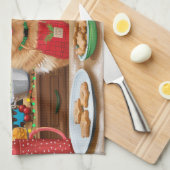 フィンランドスピッツホリデーベーキング:フェスティバルクリスマス キッチンタオル (四つ折り)