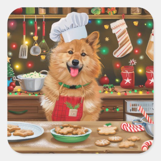 フィンランドスピッツホリデーベーキング:フェスティバルクリスマス スクエアシール (正面)