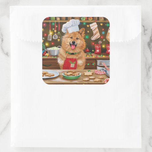 フィンランドスピッツホリデーベーキング:フェスティバルクリスマス スクエアシール (バッグ)