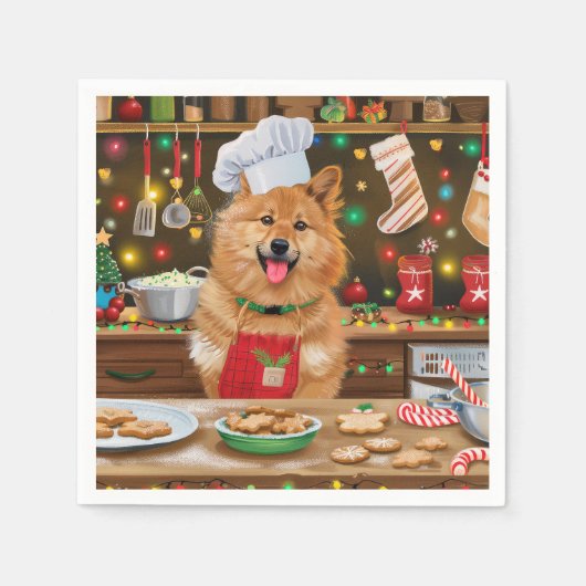 フィンランドスピッツホリデーベーキング:フェスティバルクリスマス スタンダードカクテルナプキン (正面)