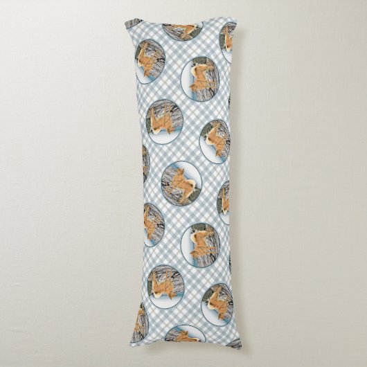 フィンランドスピッツ絵を描シーショアのオリジナルドッグアート ボディピロー (正面縦)