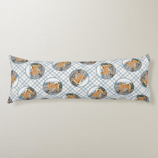 フィンランドスピッツ絵を描シーショアのオリジナルドッグアート ボディピロー (正面)