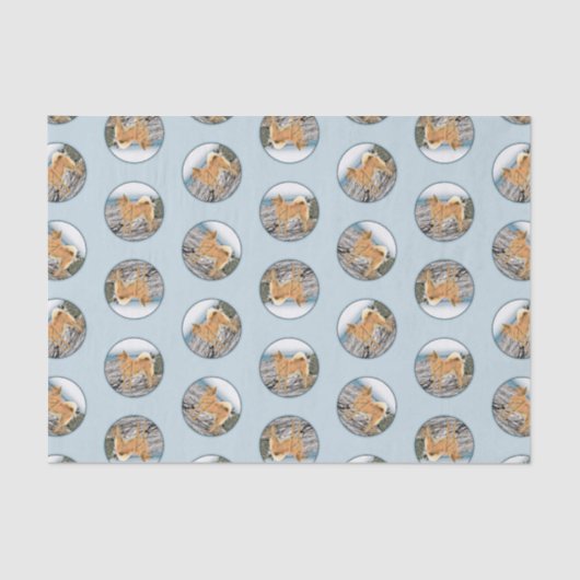 フィンランドスピッツ絵を描シーショアのオリジナルドッグアート 薄葉紙 (正面)