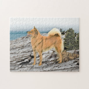 フィンランドスピッツ絵画アットシーショア – Dog Art ジグソーパズル